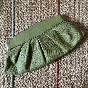 Light Green Genuine Leather Fossil Clutch Purse